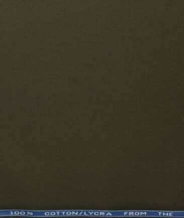 Burgoyne Men's Cotton Solids  Stretchable Unstitched Trouser Fabric (Dark Olive Green) - Image 6