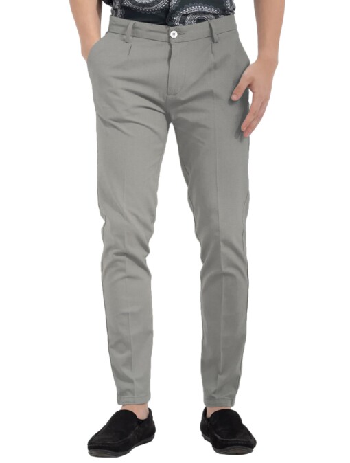Burgoyne Men's Cotton Solids 3.75 Meter Stretchable Unstitched Trouser Fabric (Fossil Grey)