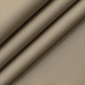 Burgoyne Men's Cotton Solids 3.75 Meter Stretchable Unstitched Trouser Fabric (Light Brown)