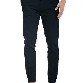 Burgoyne Men's Cotton Solids 3.75 Meter Stretchable Unstitched Trouser Fabric (Navy Blue)