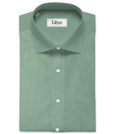 Cavallo by Linen Club Men's Cotton Linen Self Design 2.25 Meter Unstitched Shirting Fabric (Fern Green)