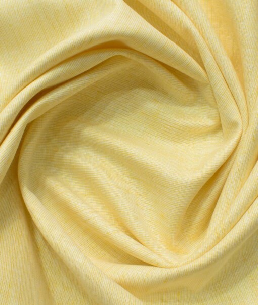 Cavallo by Linen Club Men's Cotton Linen Self Design 2.25 Meter Unstitched Shirting Fabric (Yellow)