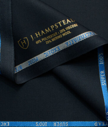 J.Hampstead Men's Wool Solids Super 100's  Unstitched Suiting Fabric (Dark Blue) - Image 4