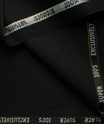 J.Hampstead Italy by Siyaram's Men's 20% Merino Wool Super 100's Solid Unstitched Suiting Fabric (Jet Black) - Image 5