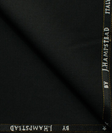 J.Hampstead Italy by Siyaram's Men's 20% Merino Wool Super 100's Solid Unstitched Suiting Fabric (Jet Black)