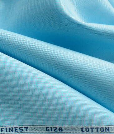 Burgoyne Men's Giza Cotton Solids 2.25 Meter Unstitched Shirting Fabric (Arctic Blue)