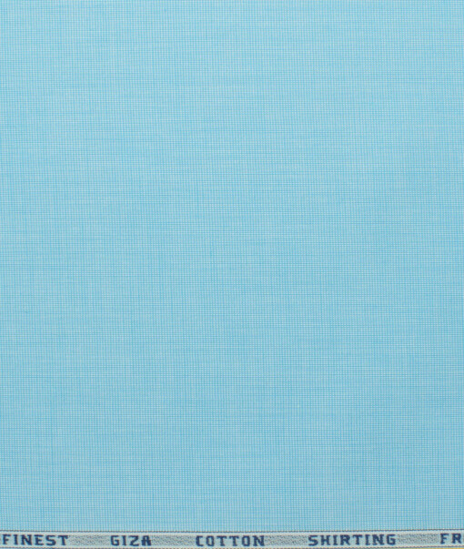 Burgoyne Men's Giza Cotton Solids 2.25 Meter Unstitched Shirting Fabric (Arctic Blue)