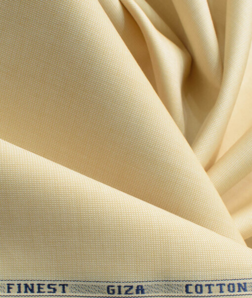 Burgoyne Men's Giza Cotton Solids 2.25 Meter Unstitched Shirting Fabric (Egg Nog Beige)