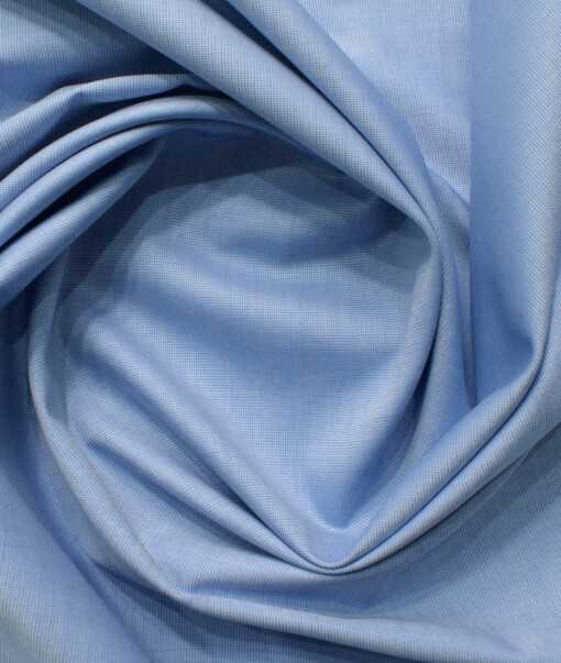 Burgoyne Men's Giza Cotton Solids 2.25 Meter Unstitched Shirting Fabric (Light Blue)