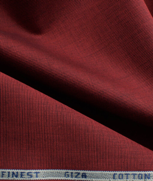 Burgoyne Men's Giza Cotton Solids 2.25 Meter Unstitched Shirting Fabric (Maroon Red)