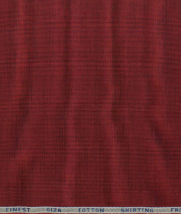 Burgoyne Men's Giza Cotton Solids 2.25 Meter Unstitched Shirting Fabric (Maroon Red)