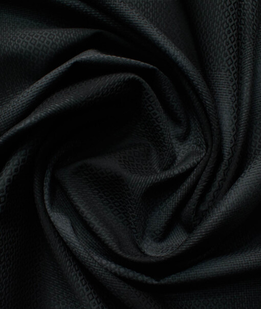 Luthai Men's Supima Cotton Checks 2.25 Meter Unstitched Shirting Fabric (Black & Grey)
