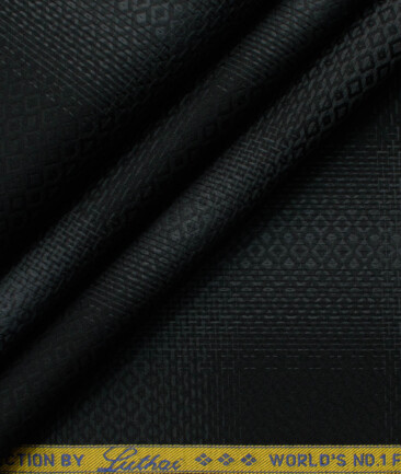 Luthai Men's Supima Cotton Checks 2.25 Meter Unstitched Shirting Fabric (Black & Grey)
