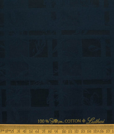 Luthai Men's Supima Cotton Self Design 2.25 Meter Unstitched Shirting Fabric (Dark Royal Blue)