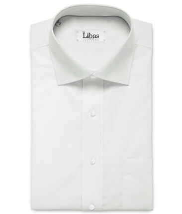 Luthai Men's 2/140's Supima Cotton Solids 2.25 Meter Unstitched Shirting Fabric (White)