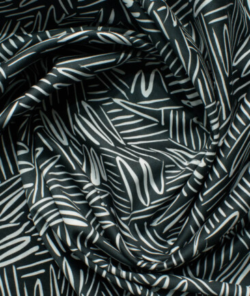 Nemesis Men's Giza Cotton Printed 2.25 Meter Unstitched Shirting Fabric (Black & White)