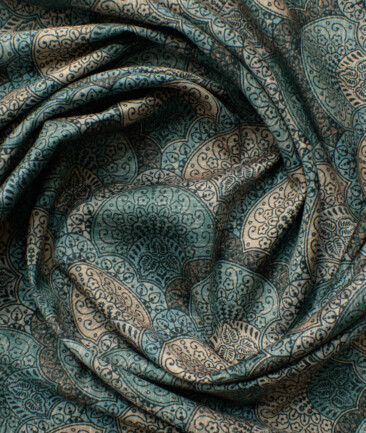 Nemesis Men's Giza Cotton Printed 2.25 Meter Unstitched Shirting Fabric (Sea Green)