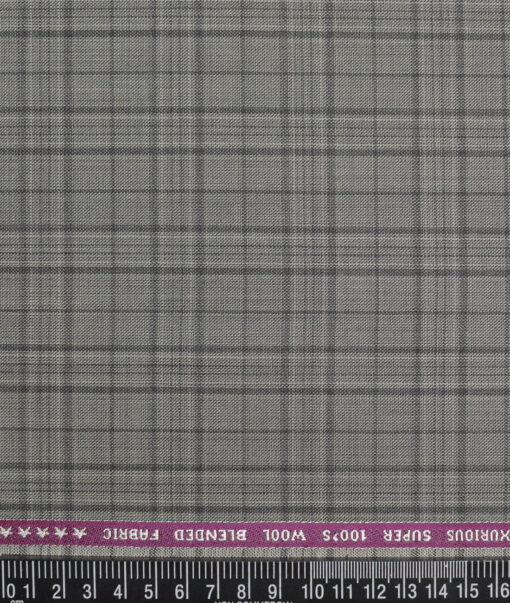 Raymond Men's Wool Checks Super 100's  Unstitched Suiting Fabric (Light Grey) - Image 4