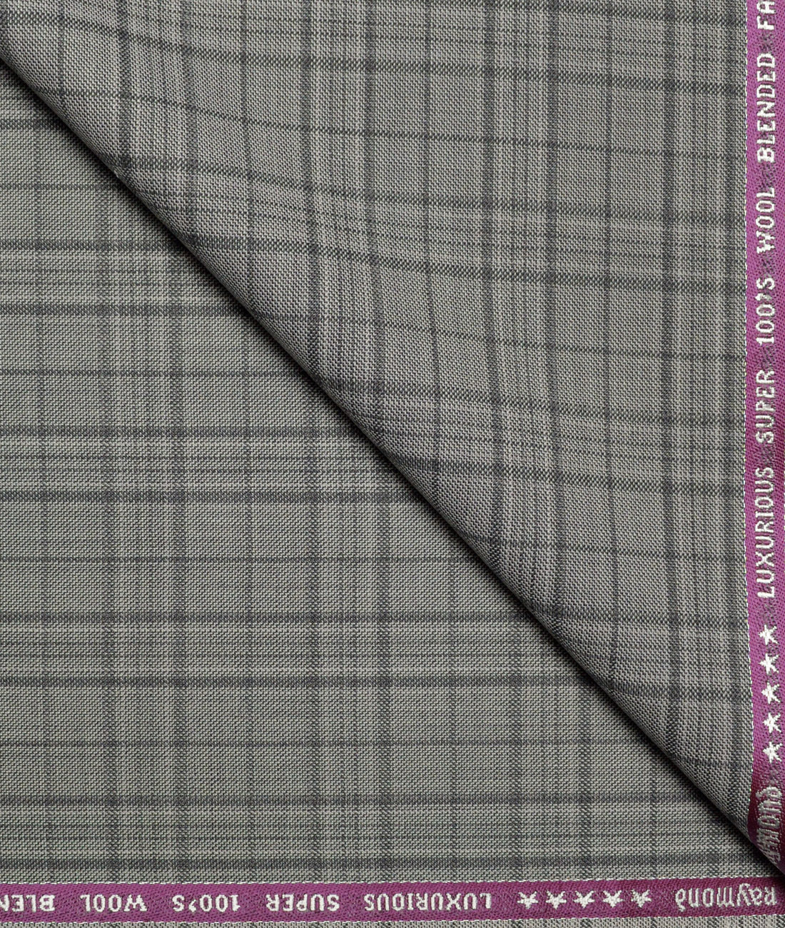 LSRAYWOOLSUIT819LGRYGRYCHKJAN50 Raymond Men's Wool Checks Super 100's Unstitched Suiting Fabric (Light Grey) - Image 1