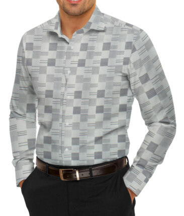 Soktas Men's Egyptian Cotton Self Design 2.25 Meter Unstitched Shirting Fabric (Light Grey)