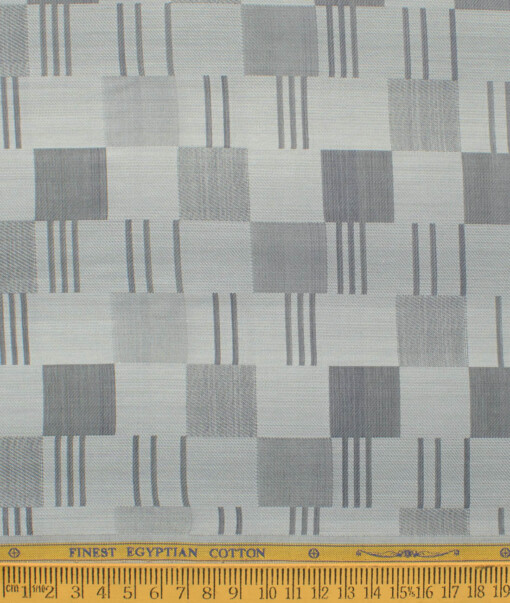 Soktas Men's Egyptian Cotton Self Design 2.25 Meter Unstitched Shirting Fabric (Light Grey)