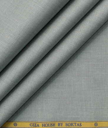 Soktas Men's 120/2 Egyptian Cotton Structured 2.25 Meter Unstitched Shirting Fabric (Grey)