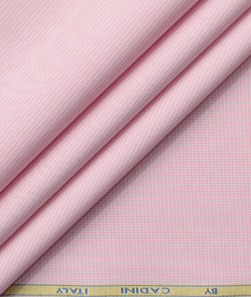 Cadini Men's Bamboo Wrinkle Resistant Houndstooth 2.25 Meter Unstitched Shirting Fabric (Pink)