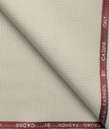 Cadini Italy Men's Polyester Viscose  Structured 3.75 Meter Unstitched Suiting Fabric (Beige)