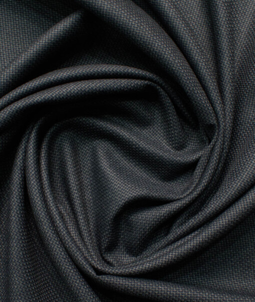 Cadini Italy Men's Polyester Viscose  Structured 3.75 Meter Unstitched Suiting Fabric (Dark Grey)