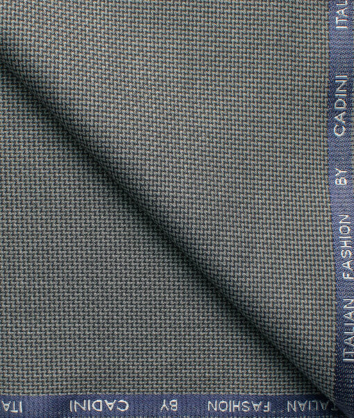 Cadini Italy Men's Polyester Viscose  Structured 3.75 Meter Unstitched Suiting Fabric (Grey)