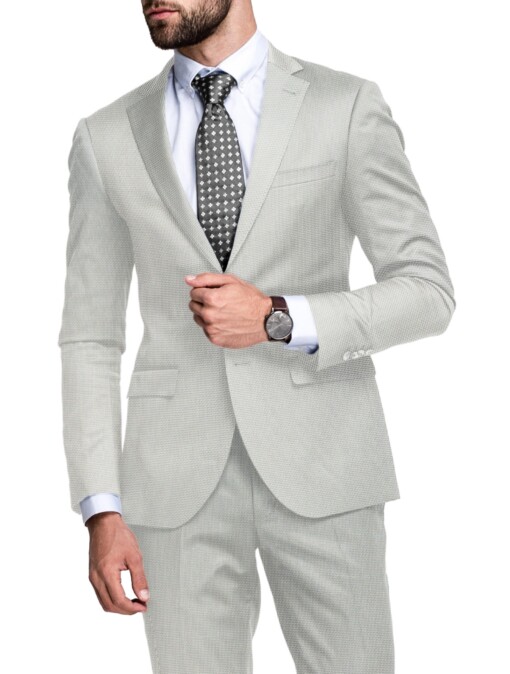 Cadini Italy Men's Polyester Viscose  Structured 3.75 Meter Unstitched Suiting Fabric (Light Grey)