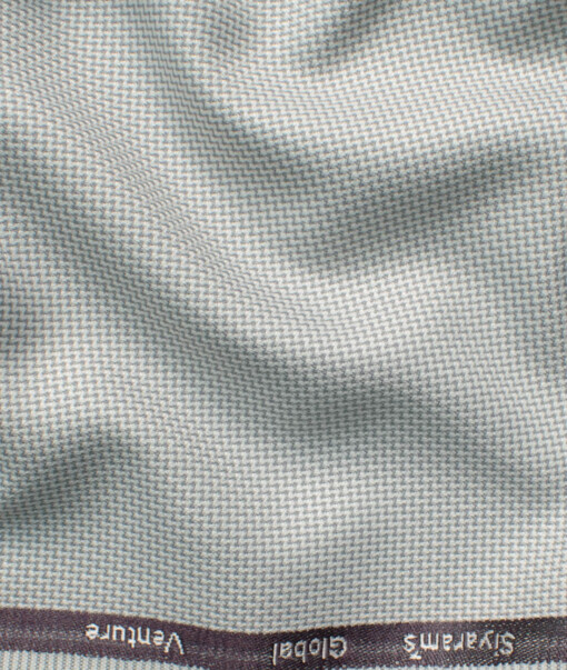 Cadini Italy Men's Polyester Viscose  Structured 3.75 Meter Unstitched Suiting Fabric (Light Grey)