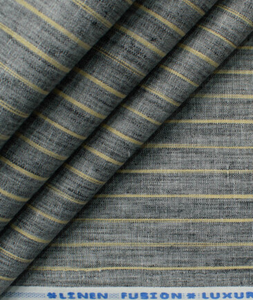 Cotton Fusion Men's Wrinkle Free Striped 2.25 Meter Unstitched Shirting Fabric (Dark Grey)