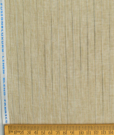 Cotton Fusion Men's Wrinkle Free Striped 2.25 Meter Unstitched Shirting Fabric (Light Brown)