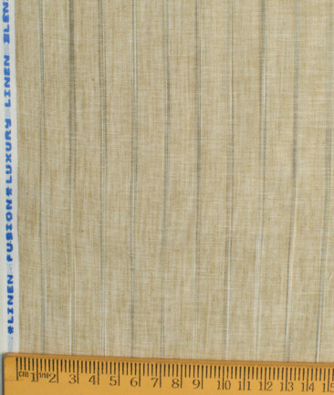 Cotton Fusion Men's Wrinkle Free Striped 2.25 Meter Unstitched Shirting Fabric (Oat Beige)