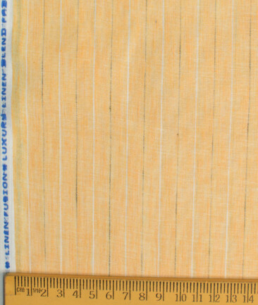 Cotton Fusion Men's Wrinkle Free Striped 2.25 Meter Unstitched Shirting Fabric (Orange)