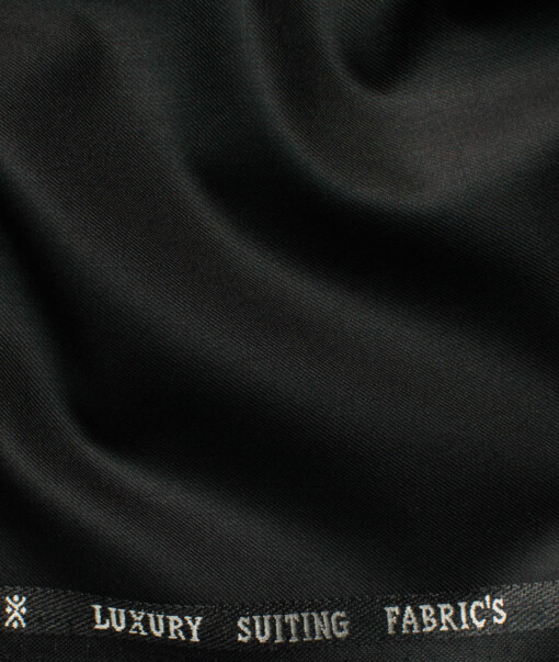 Canetti by Cadini Italy Men's Polyester Viscose  Solids 3.75 Meter Unstitched Suiting Fabric (Black)