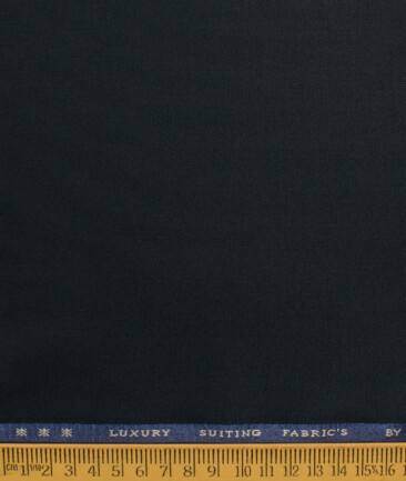 Canetti by Cadini Italy Men's Polyester Viscose  Solids 3.75 Meter Unstitched Suiting Fabric (Dark Blue)