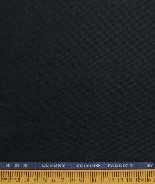 Canetti by Cadini Italy Men's Polyester Viscose  Solids 3.75 Meter Unstitched Suiting Fabric (Dark Blue)