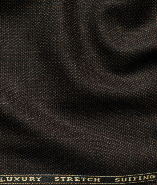 Canetti by Cadini Italy Men's Polyester Viscose  Structured 3.75 Meter Unstitched Suiting Fabric (Dark Brown)