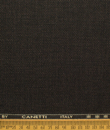 Canetti by Cadini Italy Men's Polyester Viscose  Structured 3.75 Meter Unstitched Suiting Fabric (Dark Brown)