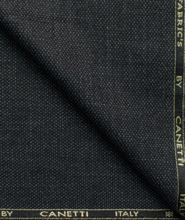 Canetti by Cadini Italy Men's Polyester Viscose  Structured 3.75 Meter Unstitched Suiting Fabric (Dark Grey)