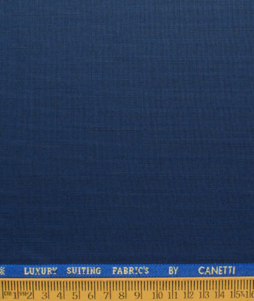 Canetti by Cadini Italy Men's Polyester Viscose  Checks 3.75 Meter Unstitched Suiting Fabric (Dark Royal Blue)