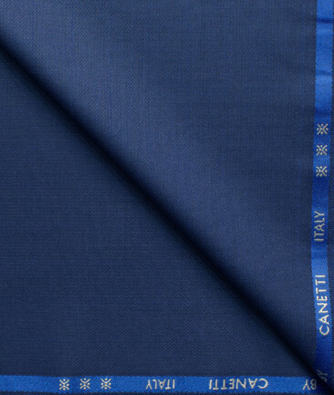 Canetti by Cadini Italy Men's Polyester Viscose  Structured 3.75 Meter Unstitched Suiting Fabric (Dark Royal Blue)