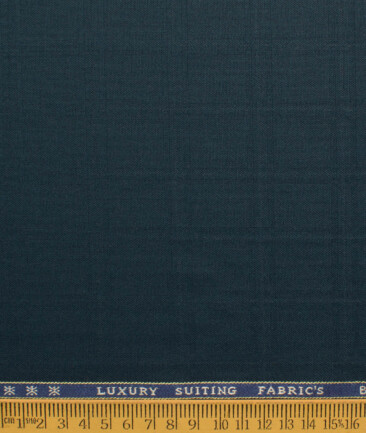 Canetti by Cadini Italy Men's Polyester Viscose  Checks 3.75 Meter Unstitched Suiting Fabric (Dark Sea Green)
