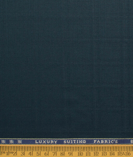 Canetti by Cadini Italy Men's Polyester Viscose  Checks 3.75 Meter Unstitched Suiting Fabric (Dark Sea Green)