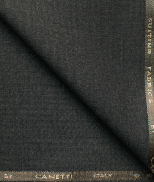 Canetti by Cadini Italy Men's Polyester Viscose  Self Design 3.75 Meter Unstitched Suiting Fabric (Dark Worsted Grey)