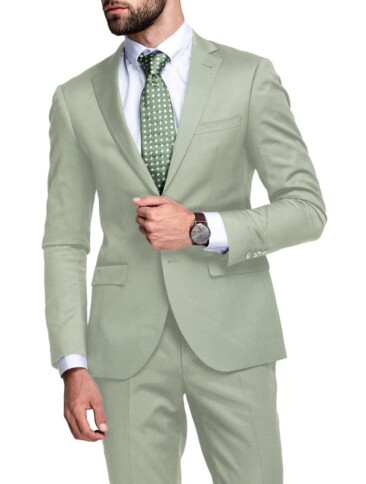 Canetti by Cadini Italy Men's Polyester Viscose  Structured 3.75 Meter Unstitched Suiting Fabric (Light Pistachious Green)