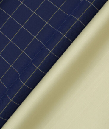 Combo of Unstitched Canetti Dark Royal Blue Cotton  and Burgoyne Beige Cotton