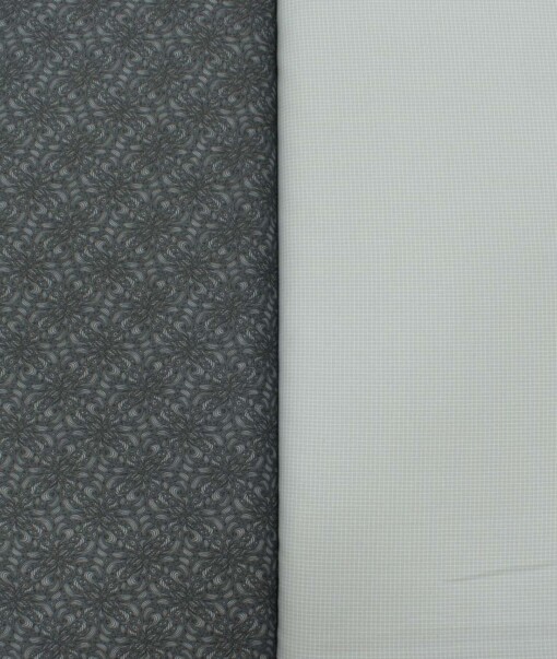 Combo of Unstitched Birla Century Dark Grey Cotton  and J.Hampstead Light Grey Polyester Viscose
